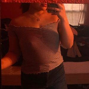 Black and white off the shoulder top